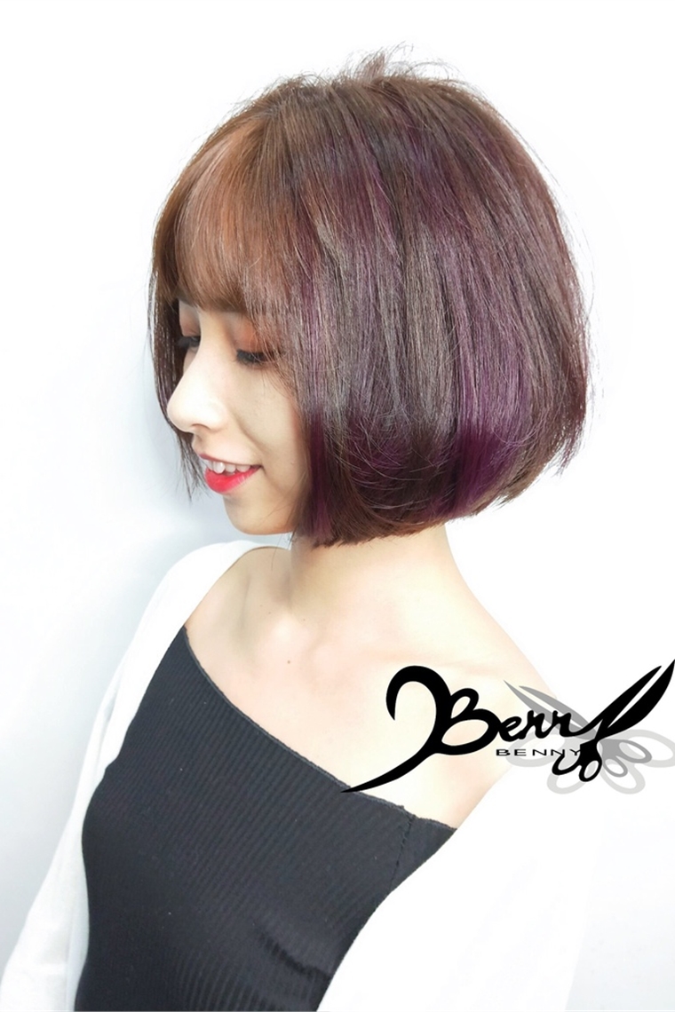 韓系霧紫層次短髮