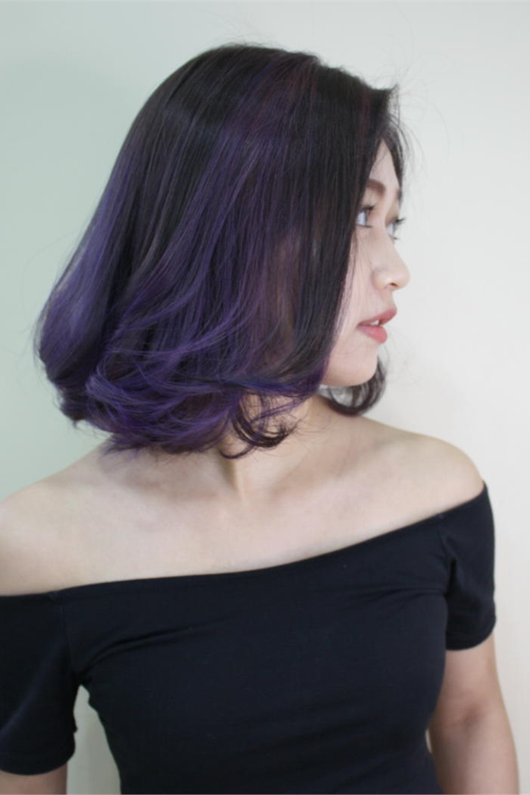 韓系流行時尚霧紫手刷染