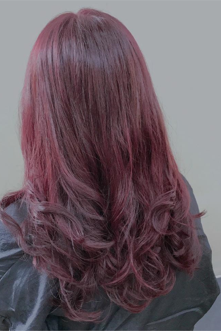 莓果紫紅色調手繞燙髮