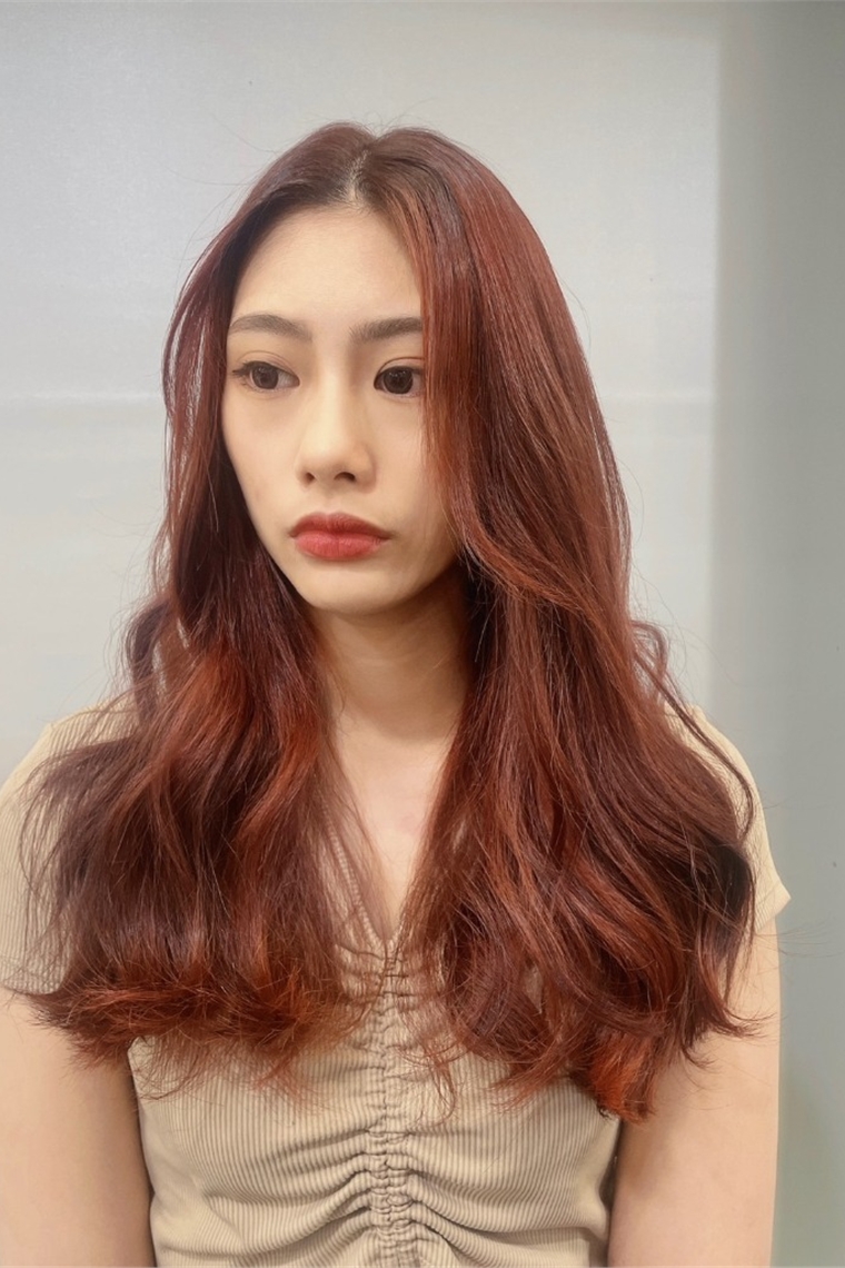 韓系暖橘棕質感染髮
